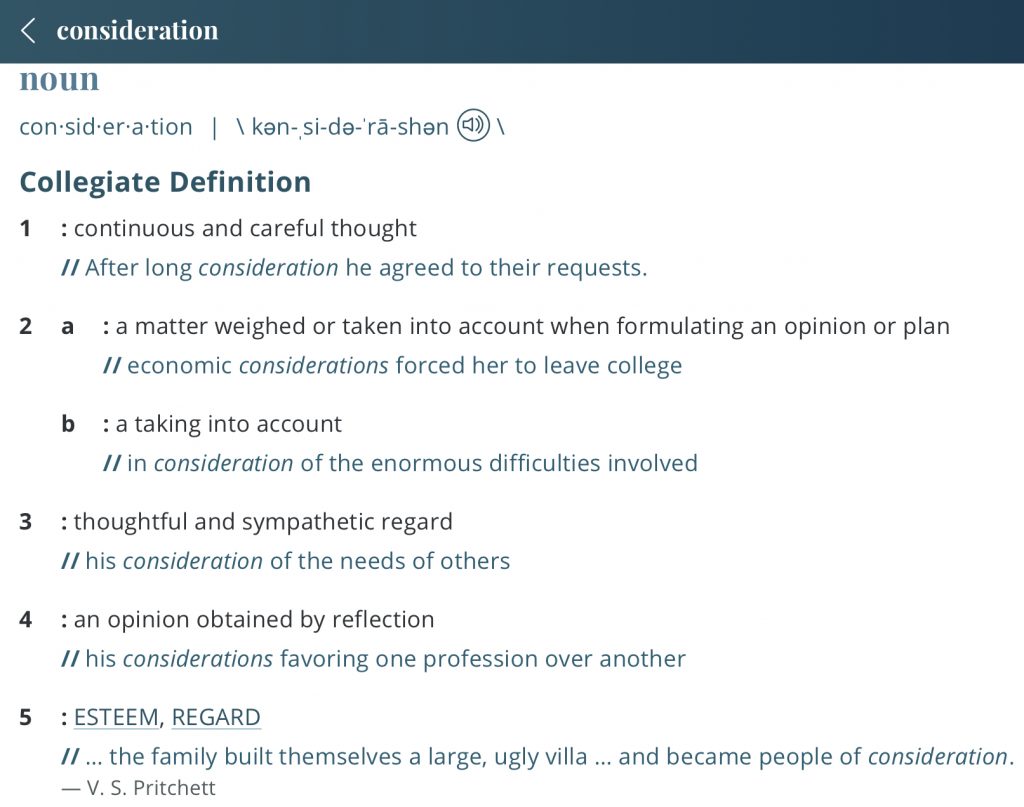 Definition-consideration