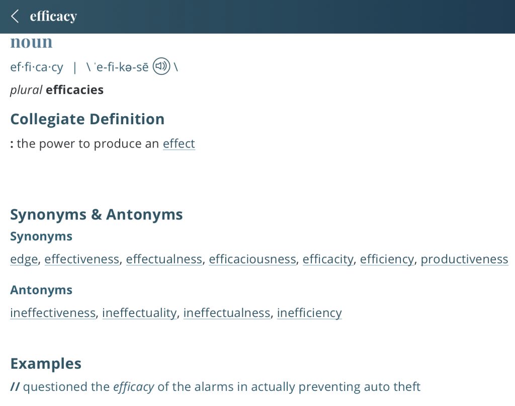 Definition-efficacy