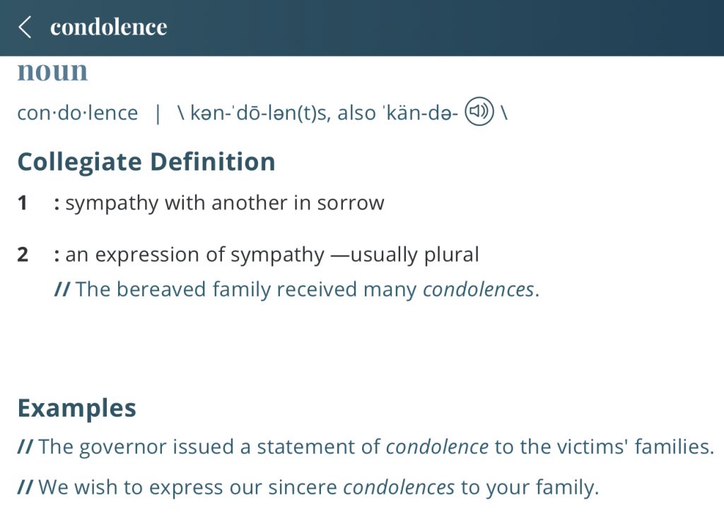 Definition-condolence