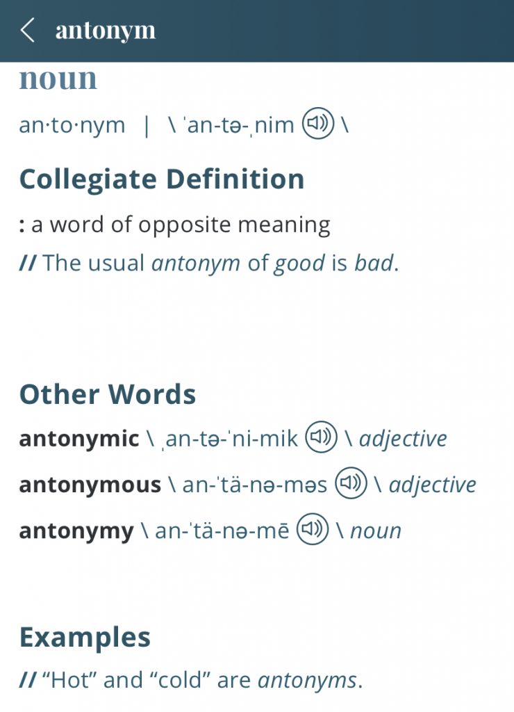 definition-antonym