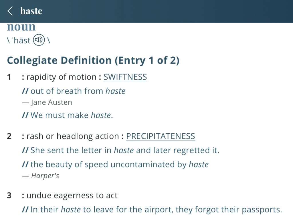 definition-haste