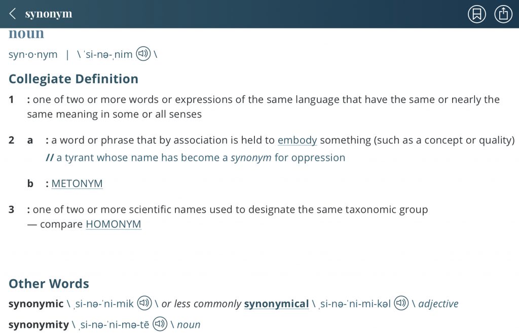 Definition-synonym