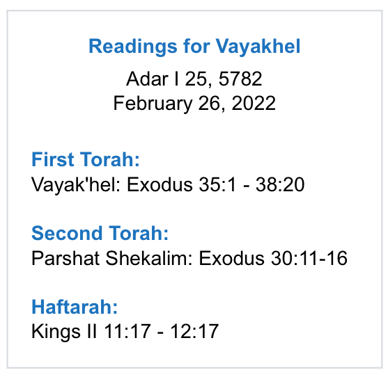 Readings-for-Vayakhel