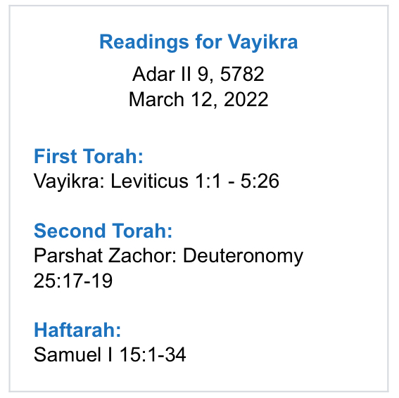 Readings-for-Vayikra